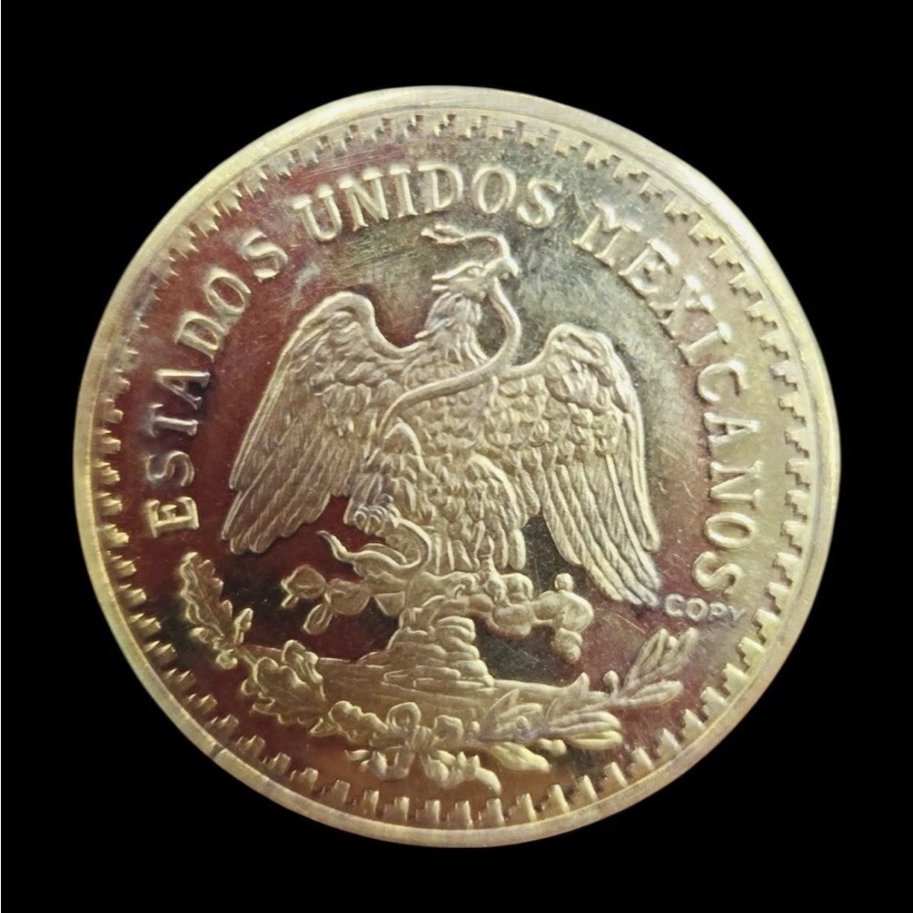 Centenario Coin Custom Solid 10k Yellow Gold 50 P… - image 7